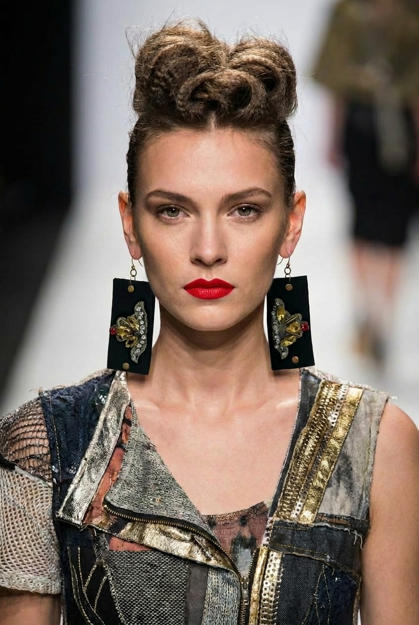 Revive - earrings - Black & Diamante