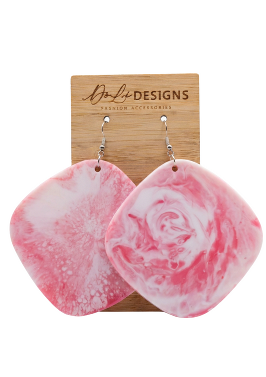 Resin Earrings - Pink Salt