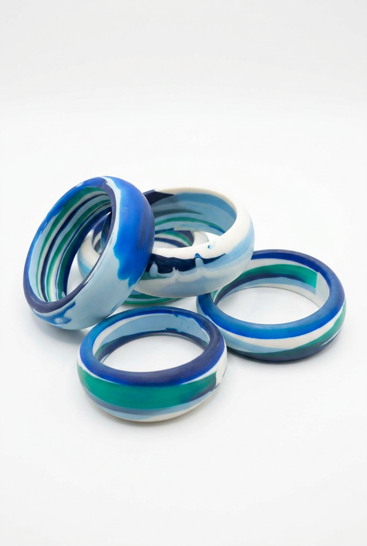 Resin Bangle - Indian Ocean - Round Radiused
