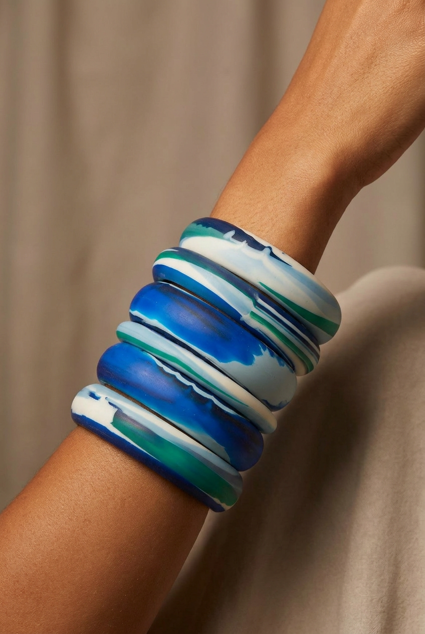 Resin Bangle - Indian Ocean - Round Radiused