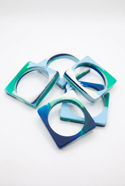 Resin Bangle - Indian Ocean - Square