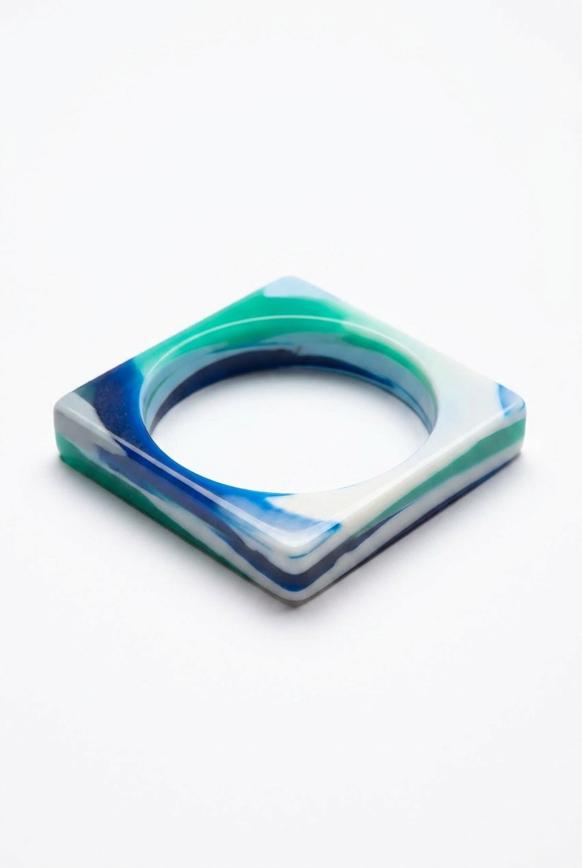Resin Bangle - Indian Ocean - Square