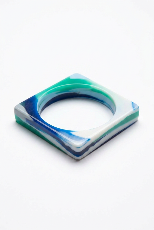 Resin Bangle - Indian Ocean - Square
