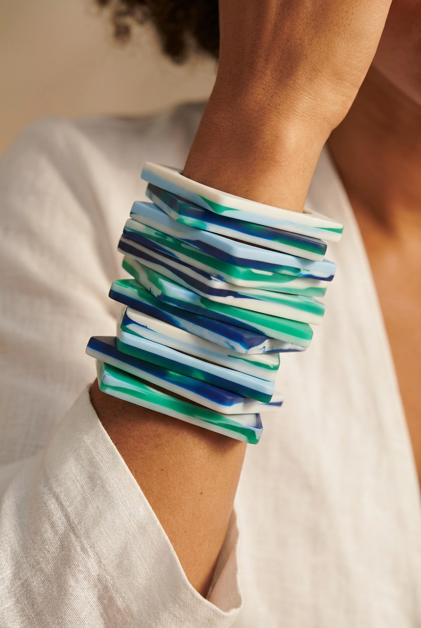 Resin Bangle - Indian Ocean - Square