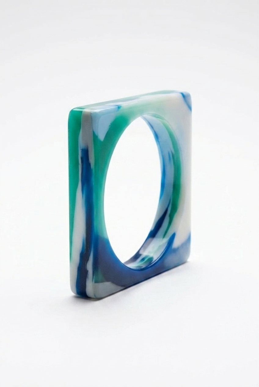 Resin Bangle - Indian Ocean - Square