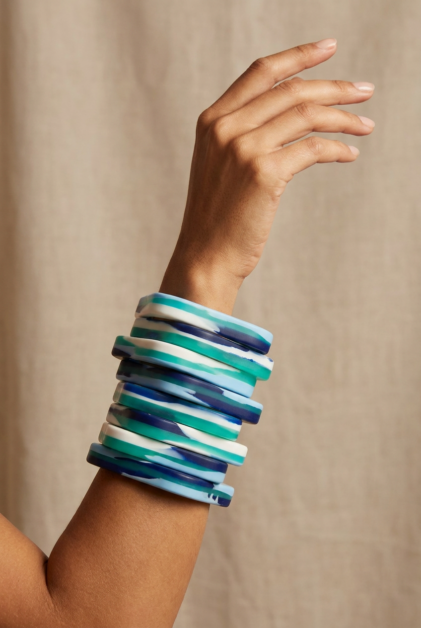 Resin Bangle - Indian Ocean - Square Radiused
