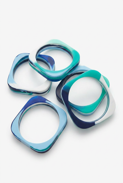 Resin Bangle - Indian Ocean - Square Radiused