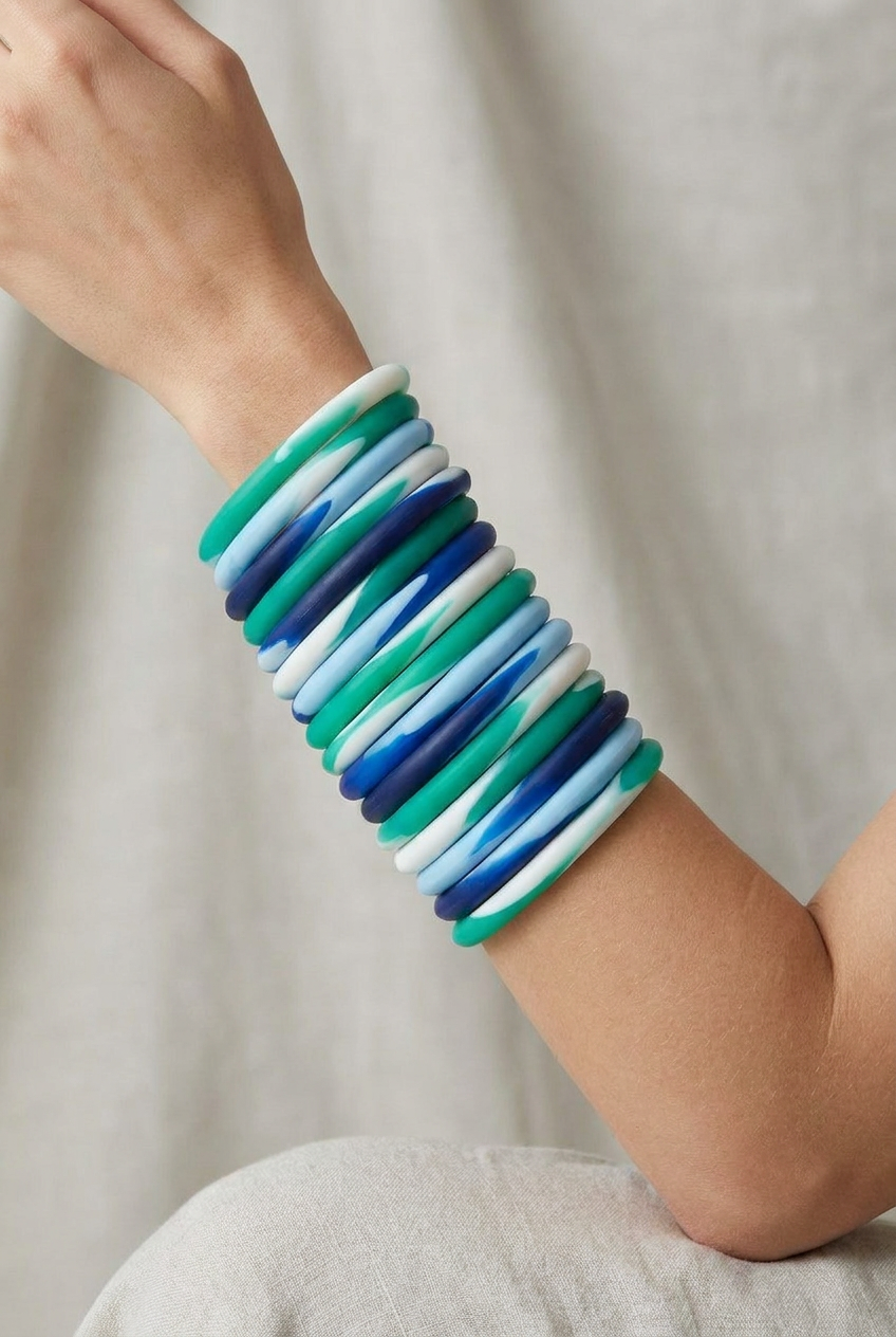Resin Bangle - Indian Ocean - Irregular skinny round