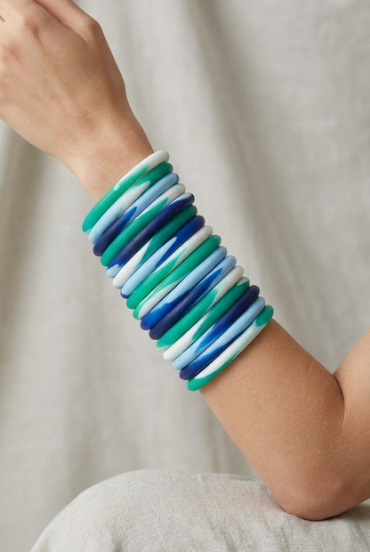Resin Bangle - Indian Ocean - Irregular skinny round