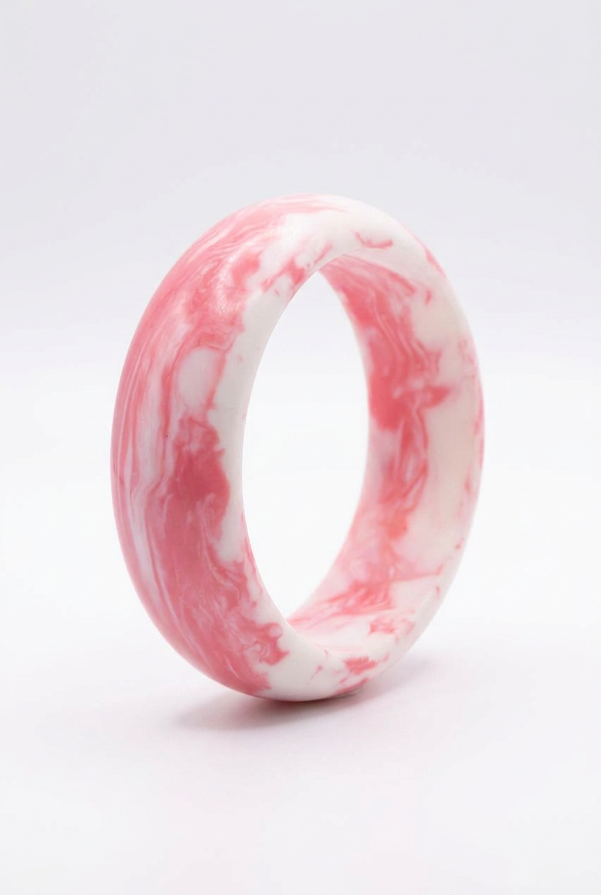Resin Bangle - Pink Salt - Round Radiused