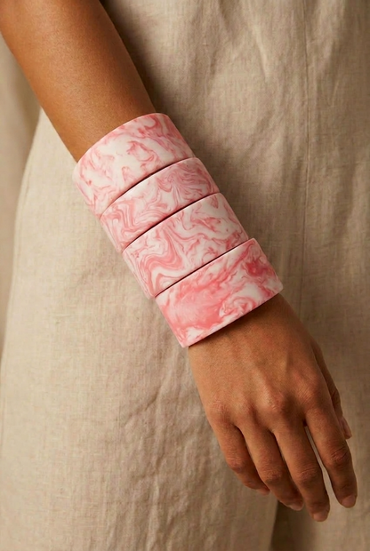 Resin Bangle - Pink Salt - Cuff
