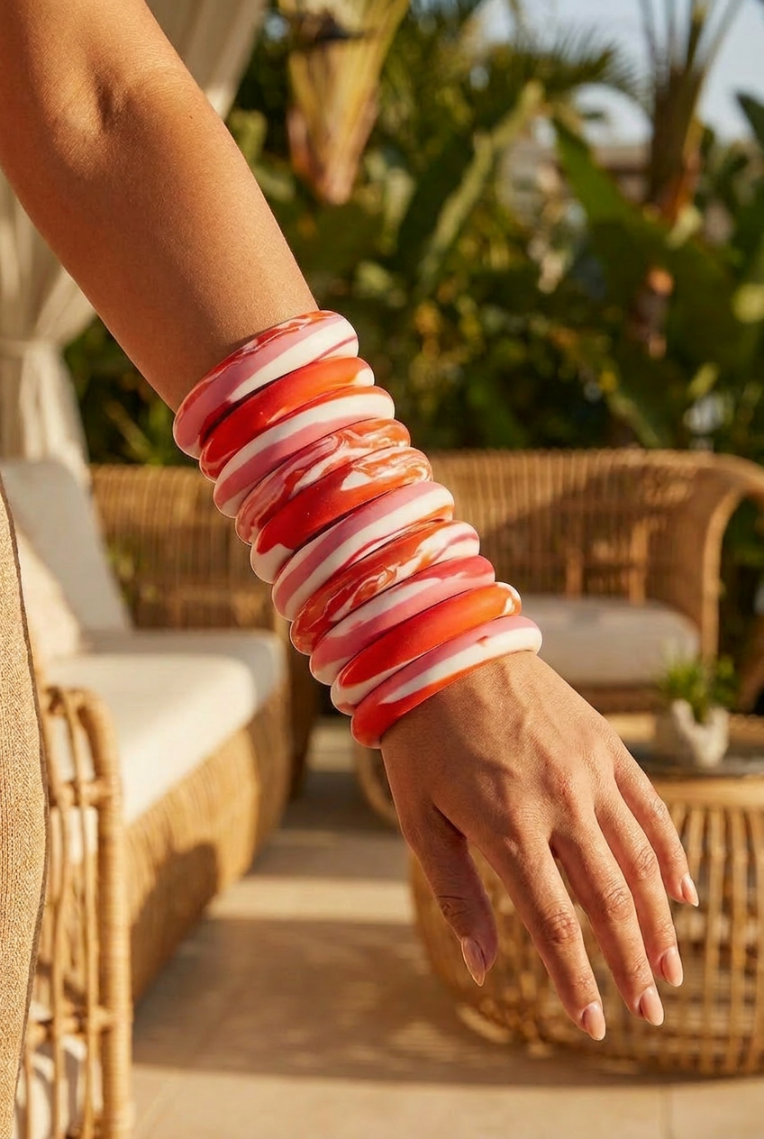 Resin Bangle - Sunset - Round Radiused