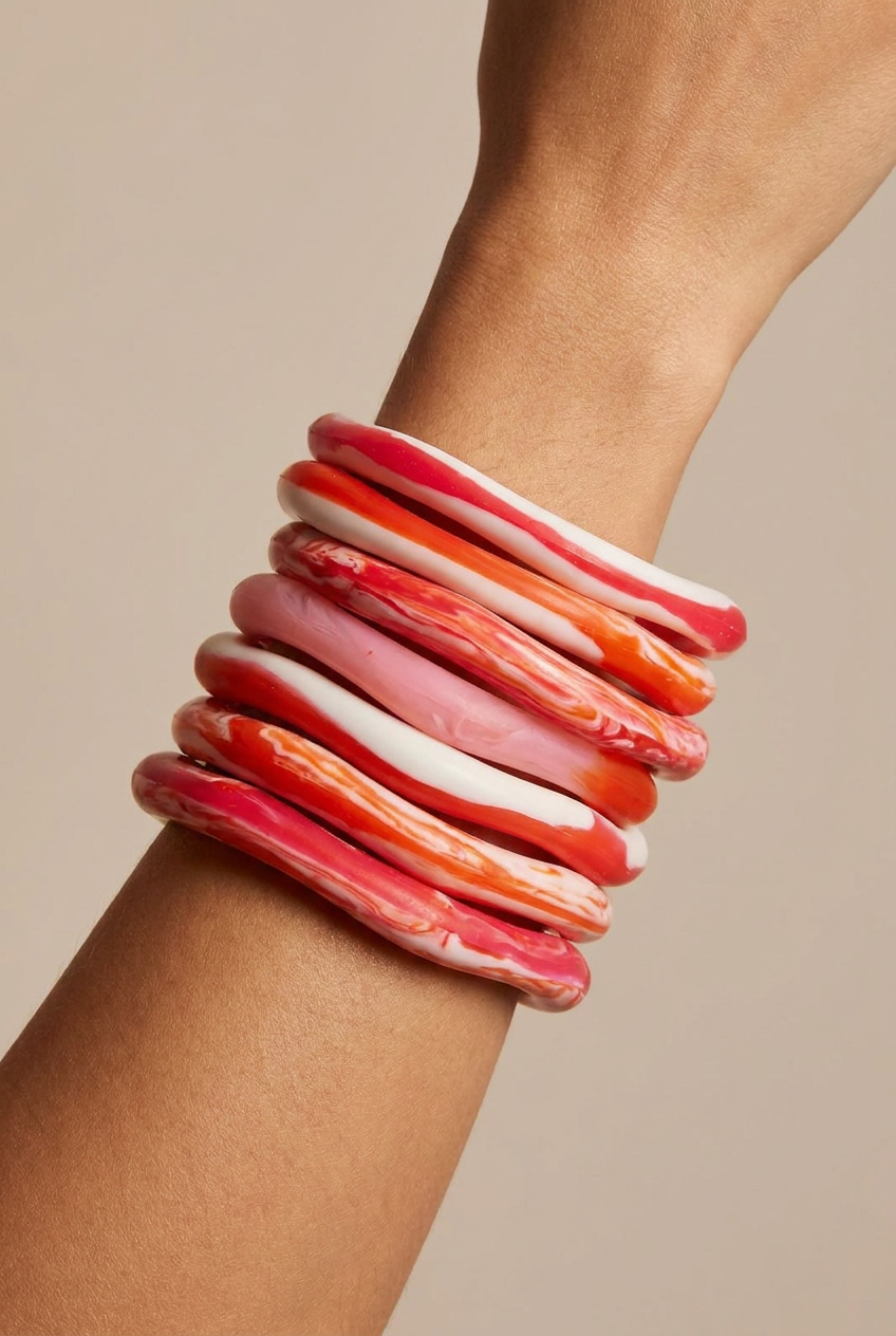 Resin Bangle - Sunset - Irregular skinny round