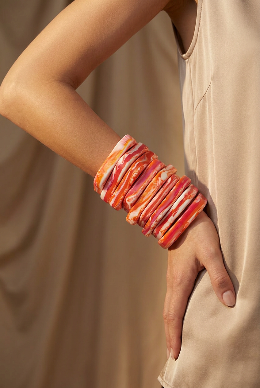 Resin Bangle - Sunset - Square Radiused
