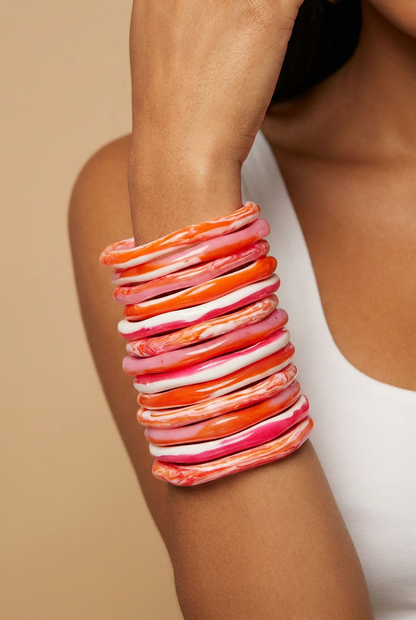 Resin Bangle - Sunset - Irregular skinny round