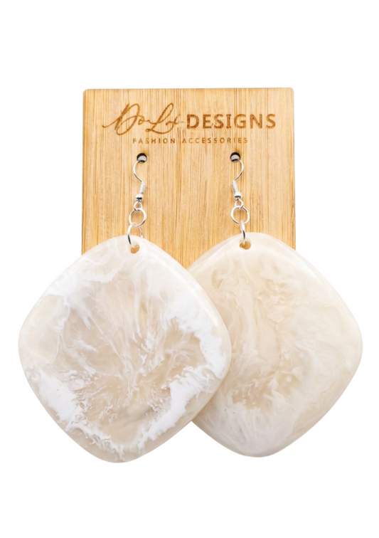 Resin Earrings - White Sands
