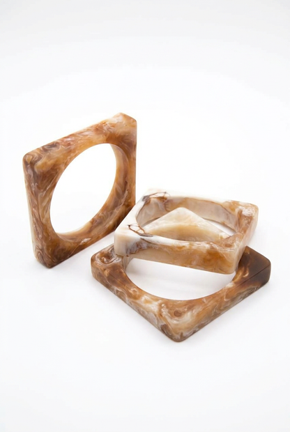 Resin Bangle - Desert Sands - Square