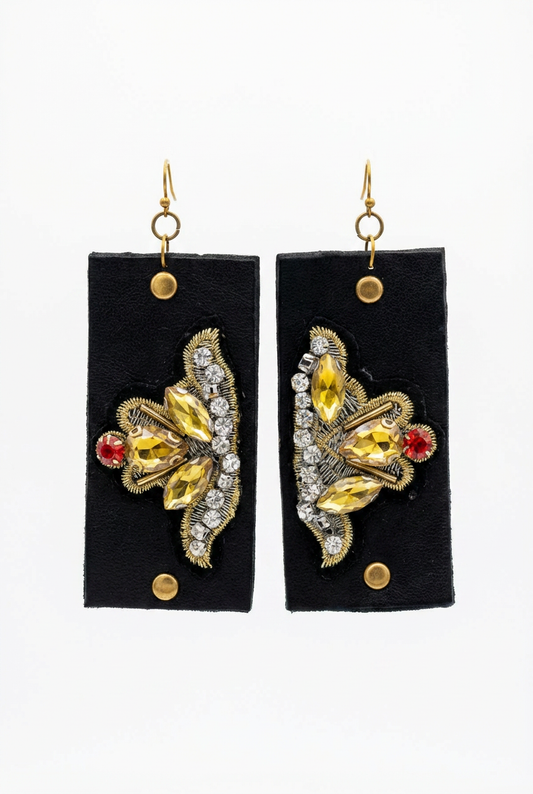 Revive - earrings - Black & Diamante