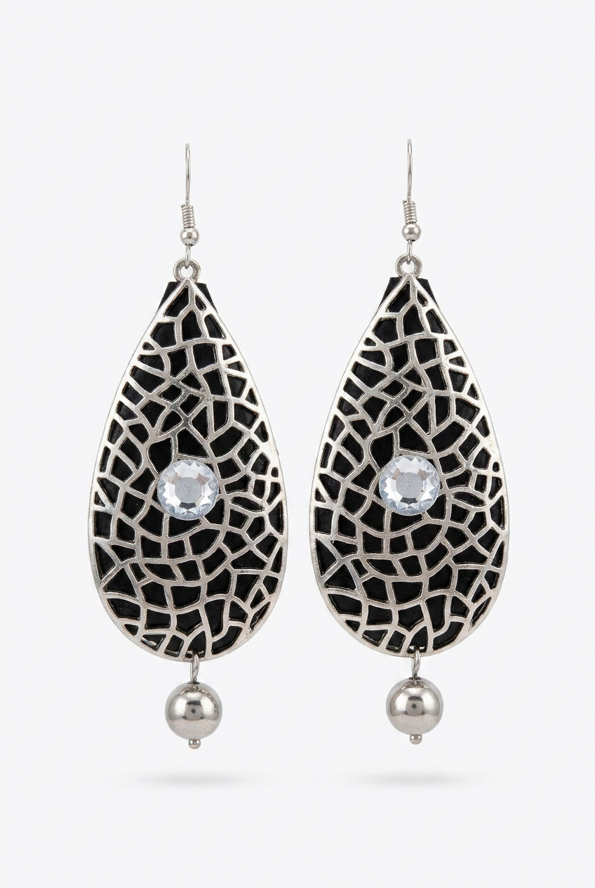 Revive - earrings - Silver & Black