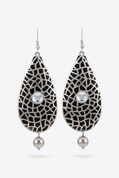 Revive - earrings - Silver & Black