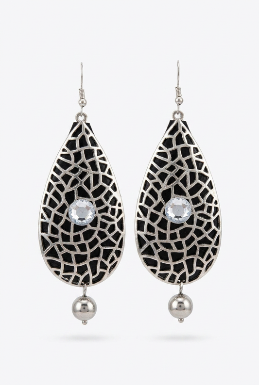 Revive - earrings - Silver & Black