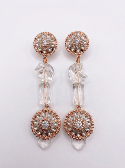 Revive - earrings - Rose gold, Clear