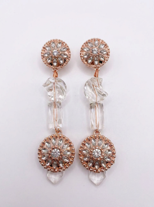 Revive - earrings - Rose gold, Clear