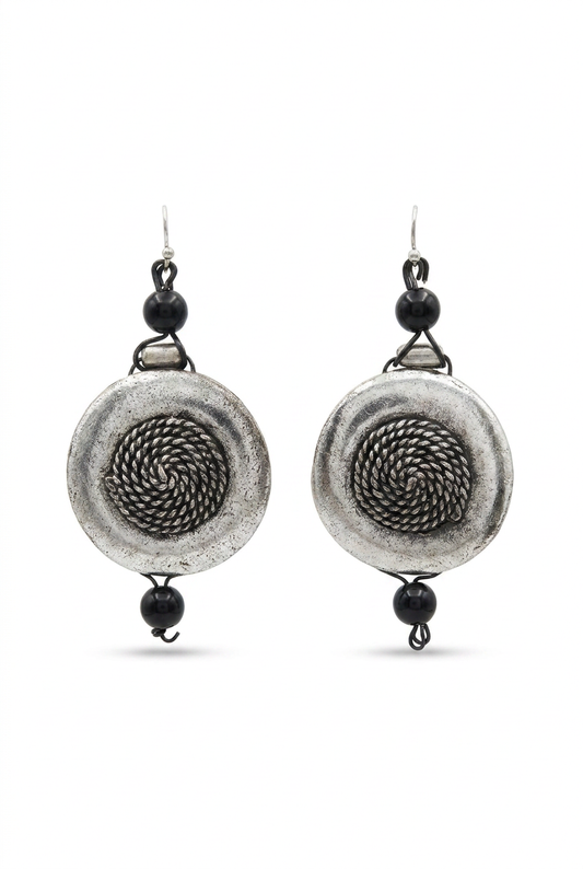Revive - earrings - Silver & Black