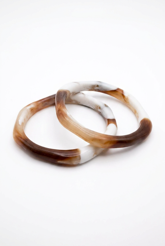Resin Bangle - Desert Sands - Irregular skinny round