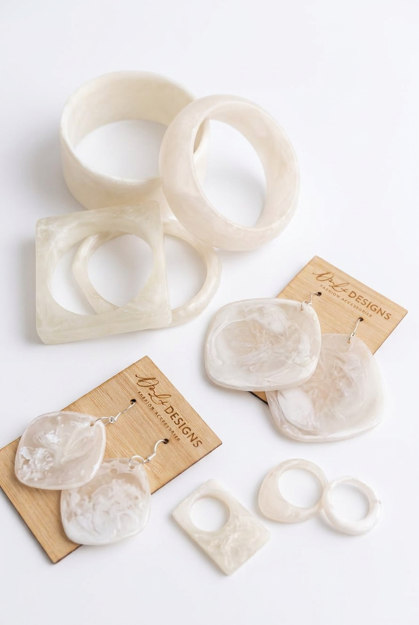 Resin Earrings - White Sands