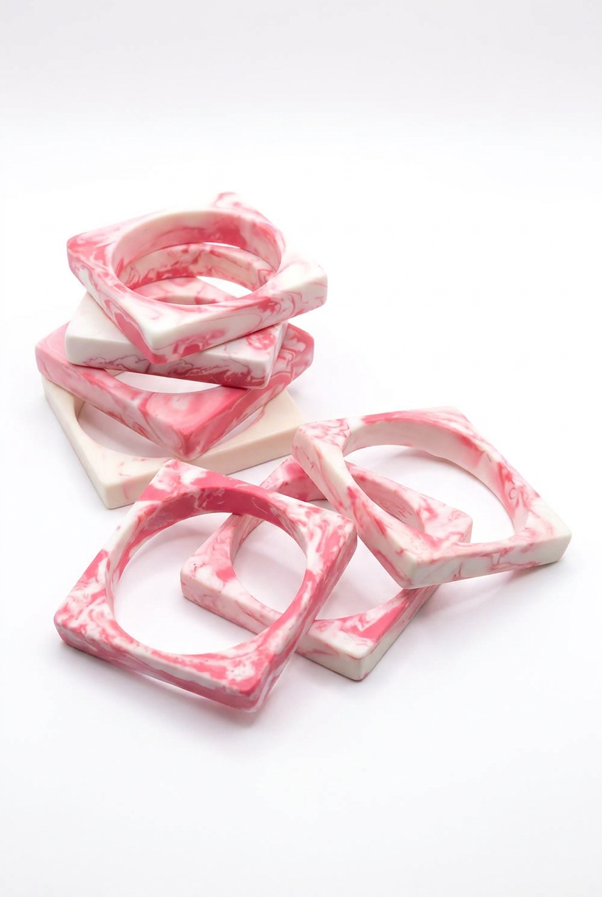 Resin Bangle - Pink Salt - Square