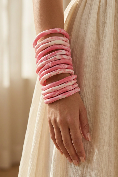 Resin Bangle - Pink Salt - Irregular skinny round