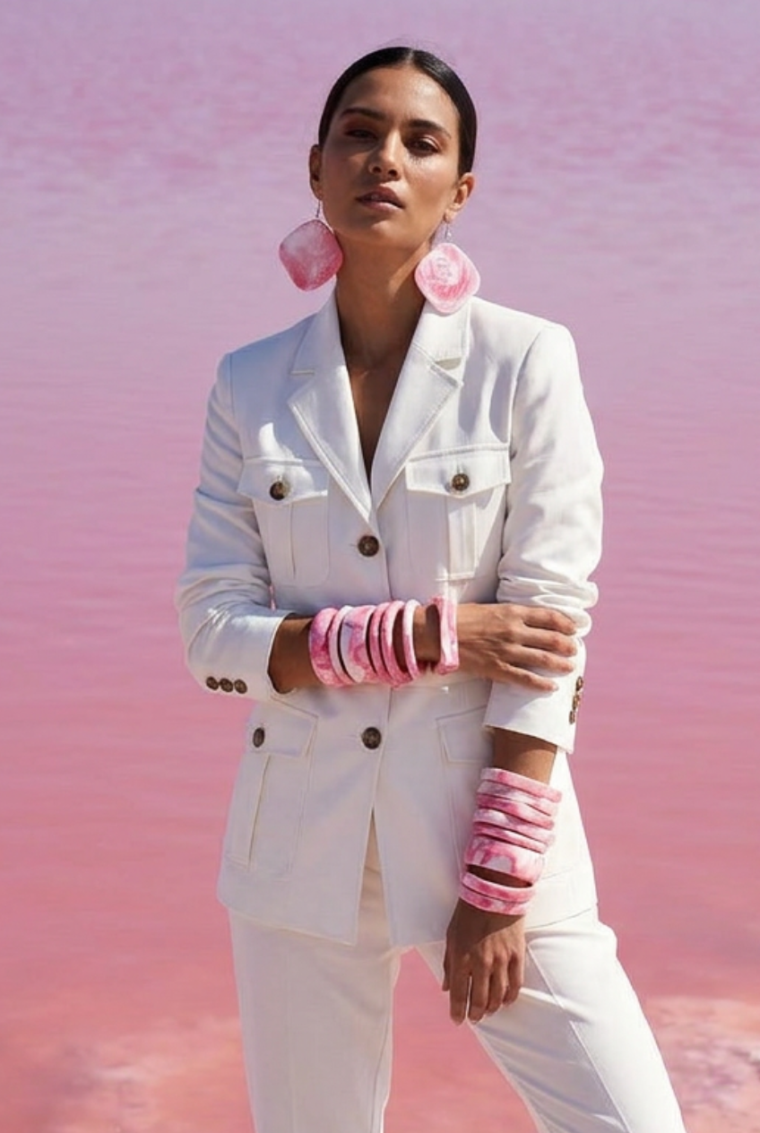 Resin Bangle - Pink Salt - Cuff