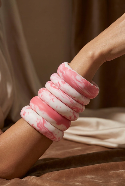 Resin Bangle - Pink Salt - Round Radiused