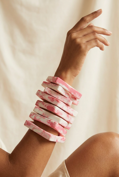 Resin Bangle - Pink Salt - Square