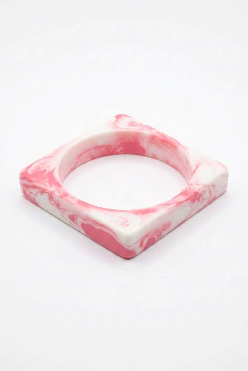 Resin Bangle - Pink Salt - Square