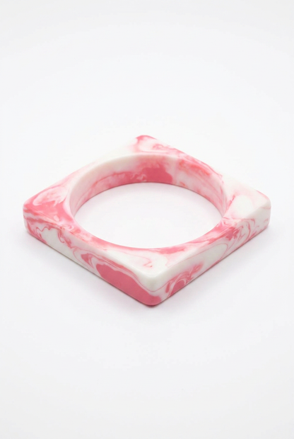 Resin Bangle - Pink Salt - Square