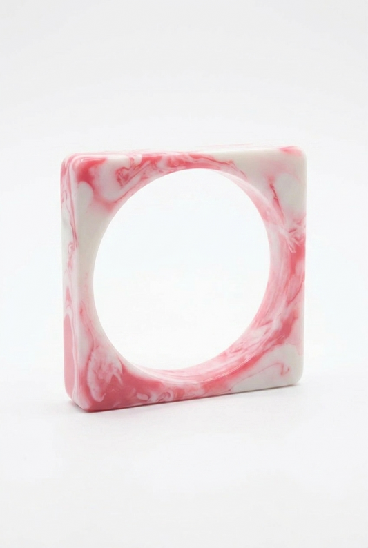 Resin Bangle - Pink Salt - Square