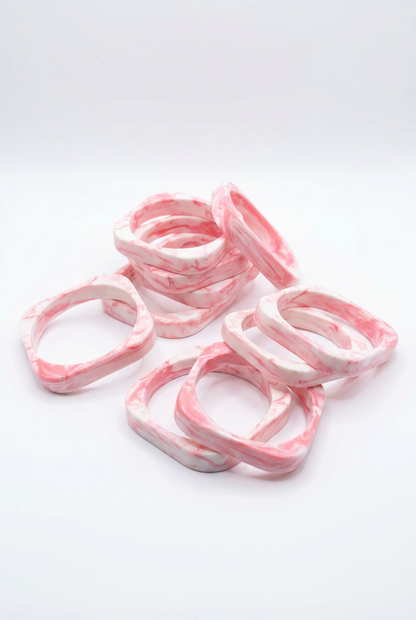 Resin Bangle - Pink Salt - Square Radiused