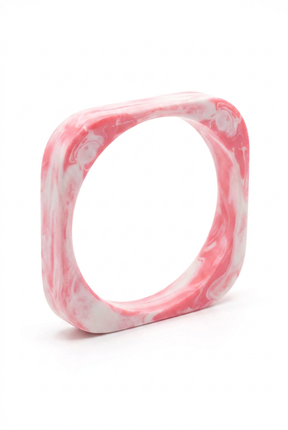 Resin Bangle - Pink Salt - Square Radiused