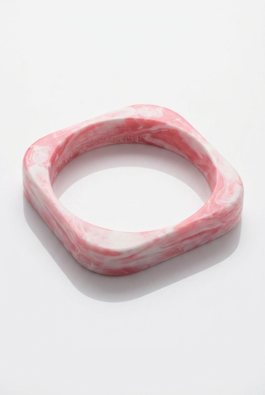 Resin Bangle - Pink Salt - Square Radiused