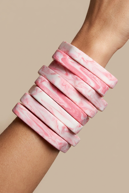 Resin Bangle - Pink Salt - Square Radiused