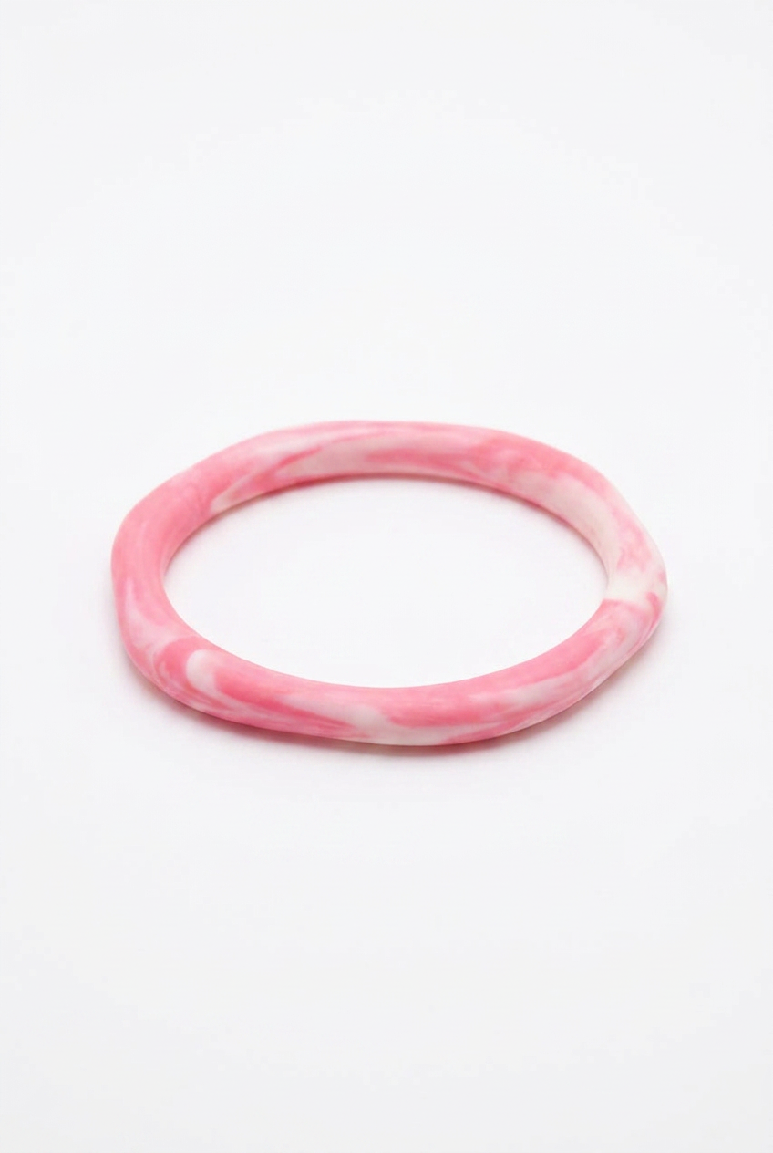 Resin Bangle - Pink Salt - Irregular skinny round