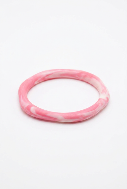 Resin Bangle - Pink Salt - Irregular skinny round