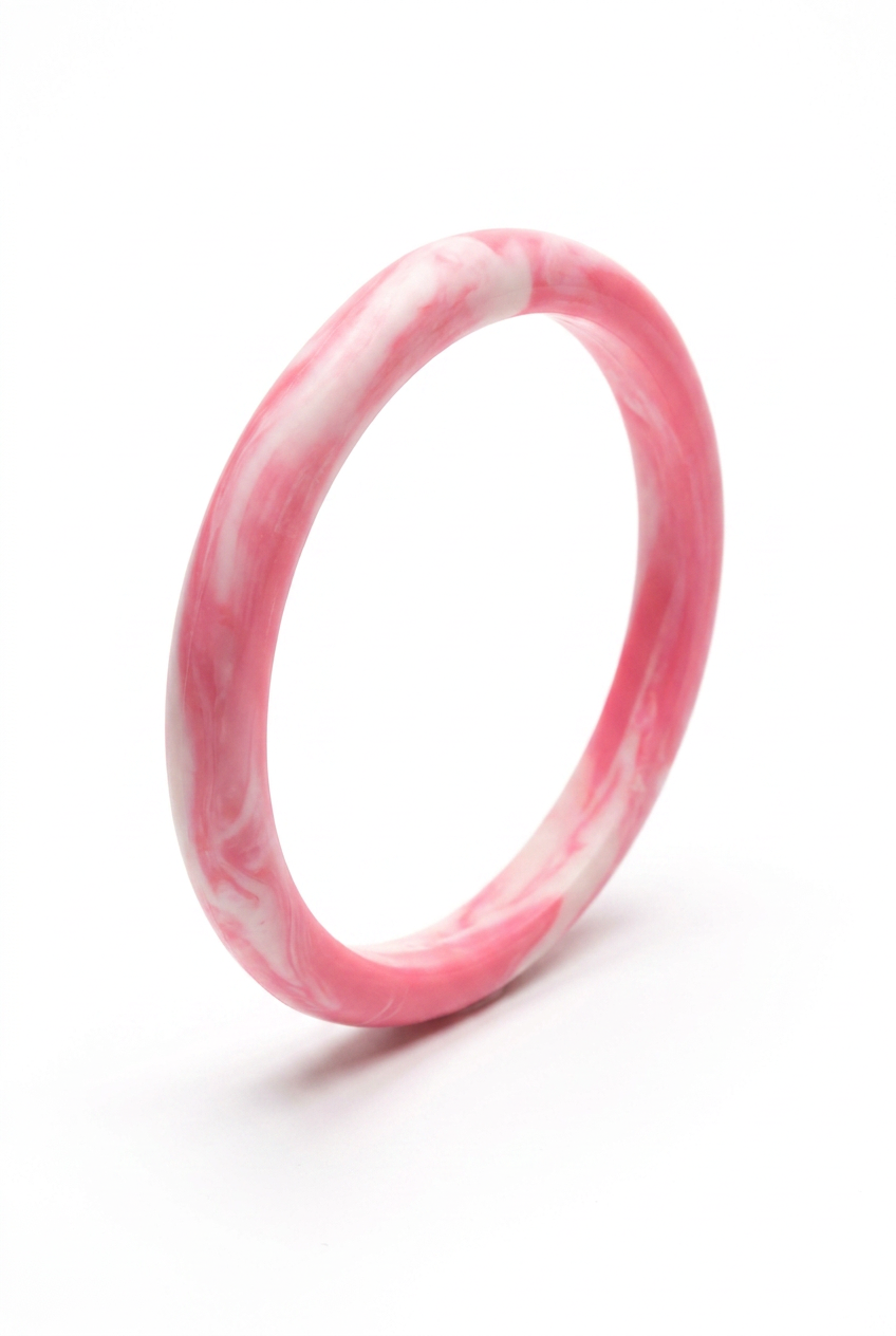 Resin Bangle - Pink Salt - Irregular skinny round