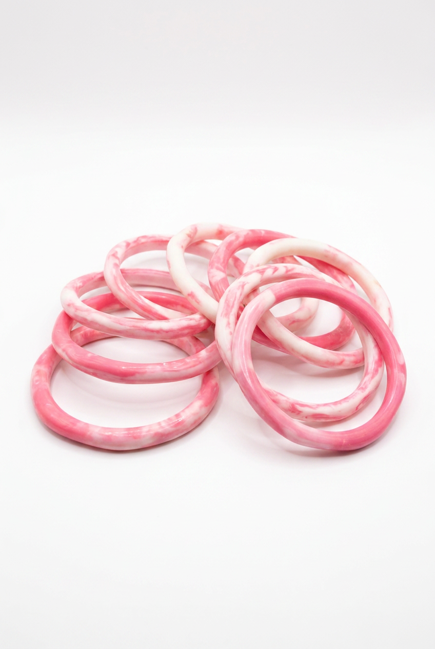 Resin Bangle - Pink Salt - Irregular skinny round