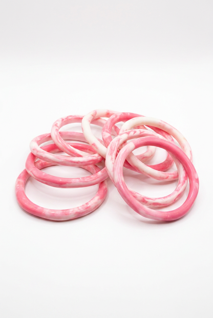 Resin Bangle - Pink Salt - Irregular skinny round