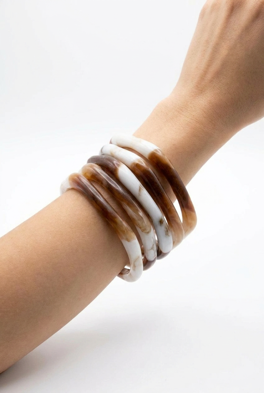 Resin Bangle - Desert Sands - Irregular skinny round
