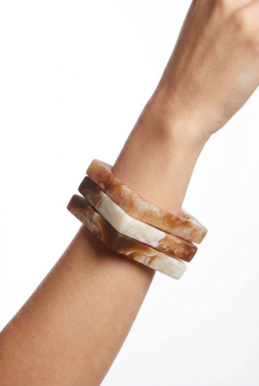 Resin Bangle - Desert Sands - Square