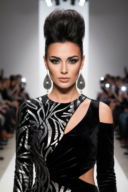 Revive - earrings - Silver & Black